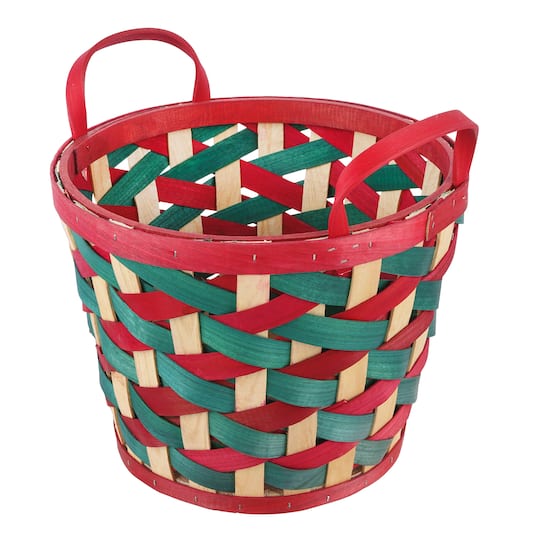11.5" Large Red and Green Woven Wood Chip Basket by Ashland®